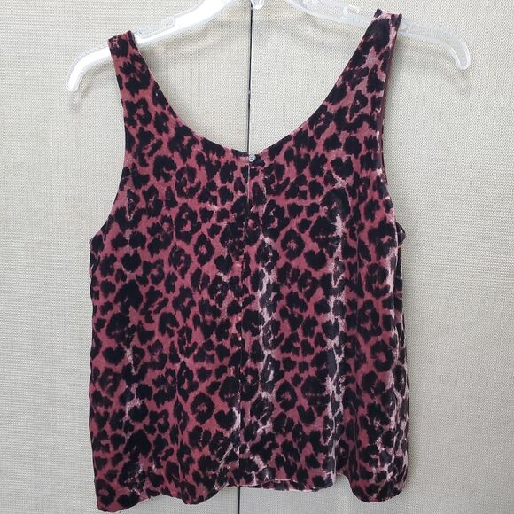 J Crew Always Pink Leopard Velvet Tank Top Size 8 Style J4954 - Picture 3 of 6